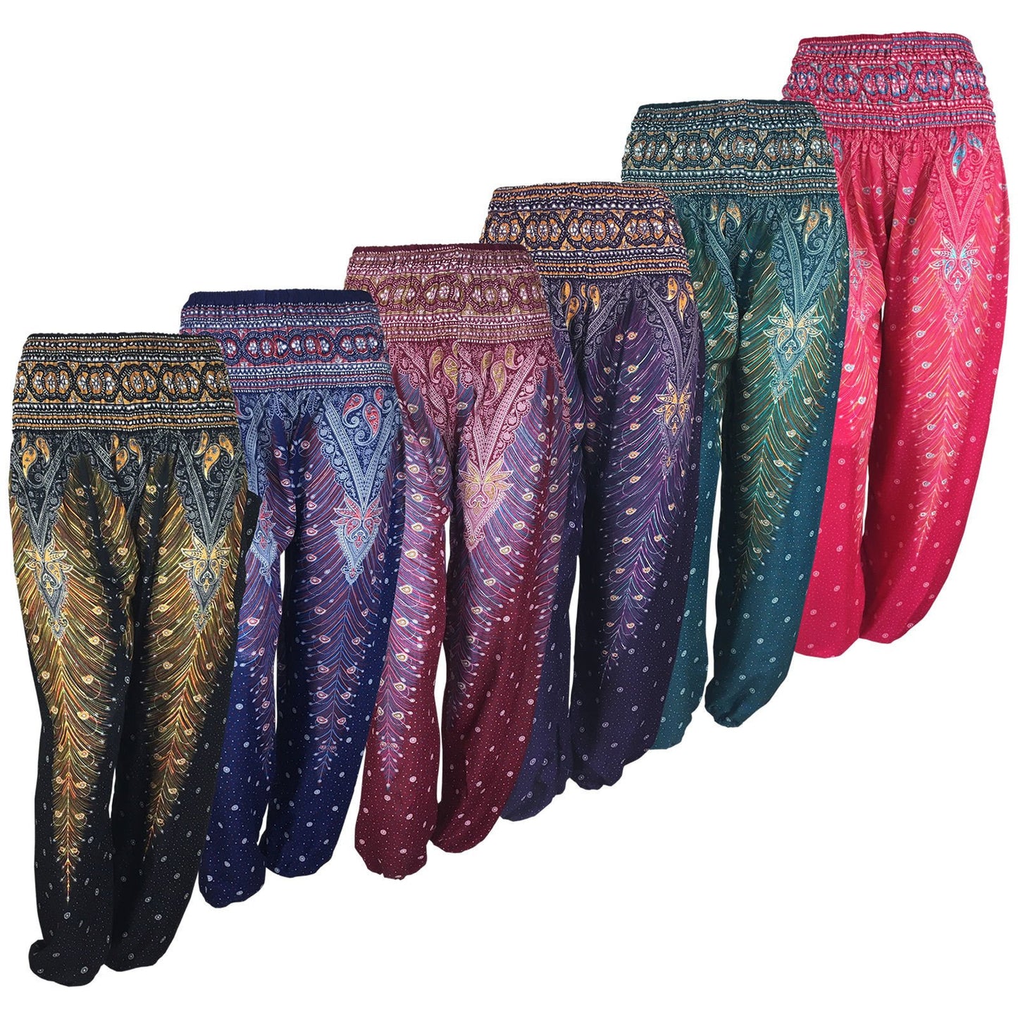 African Rayon light Peacock High waist pant
