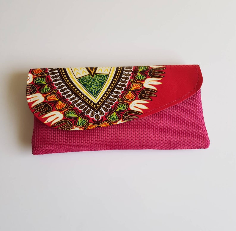 African Clutch Bag with Dashiki Print