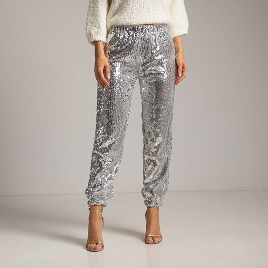 Albano's Pantalone Paillettes Argento Tg. M