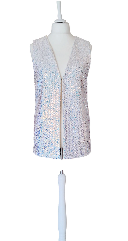 Manuela Riva Gilet Paillettes Panna Tg.42