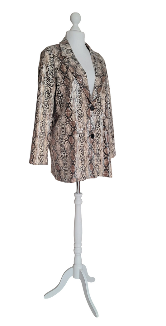 Giacca Donna 100% Cotone Oversize Paillettes Monopetto Pitonato Sartoria Artigianale Italiana T U No Label