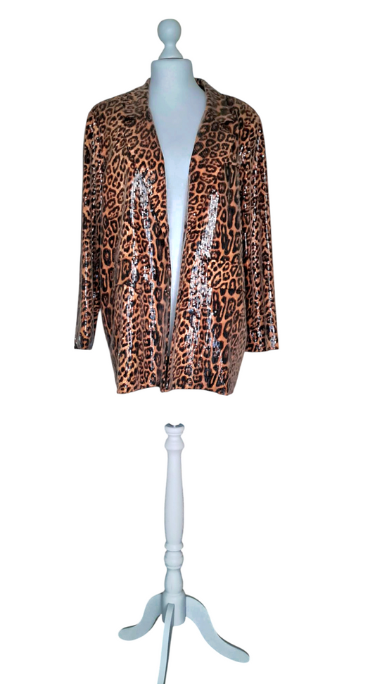 Giacca Donna Oversize Paillettes Monopetto Leopardato Sartoria Artigianale Italiana T U No Label