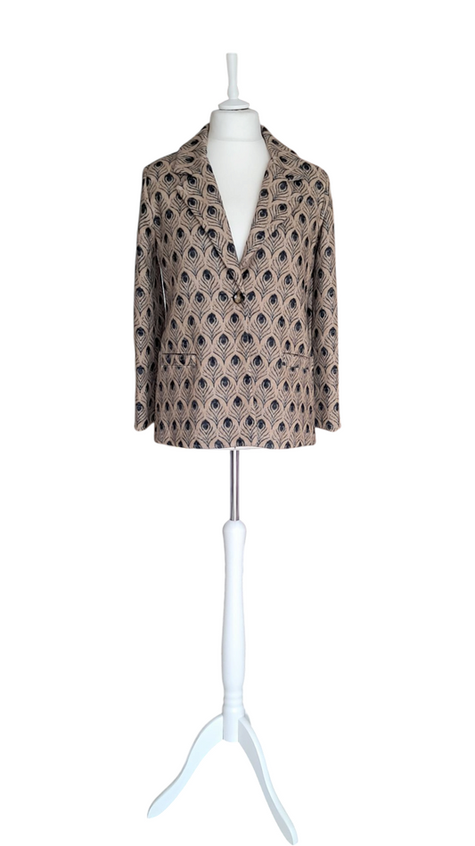 Giacca donna 100% Cotone Beige Nero Pavone Sartoria Artigianale Italiana No Label TU No Label
