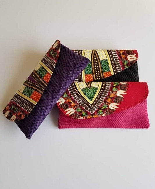 African Clutch Bag with Dashiki Print