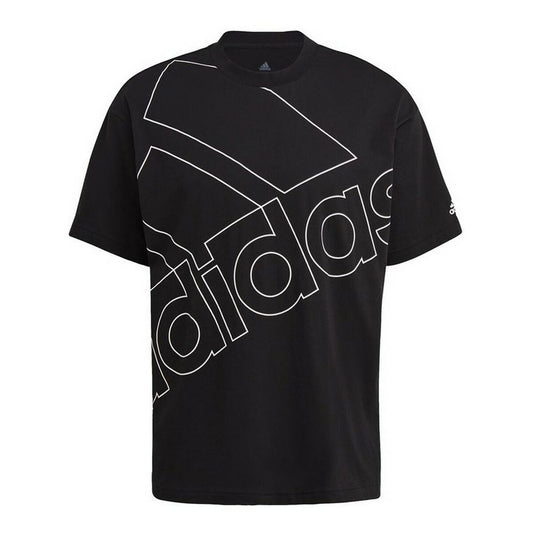 Camiseta de manga corta para hombre con logotipo gigante de Adidas en negro