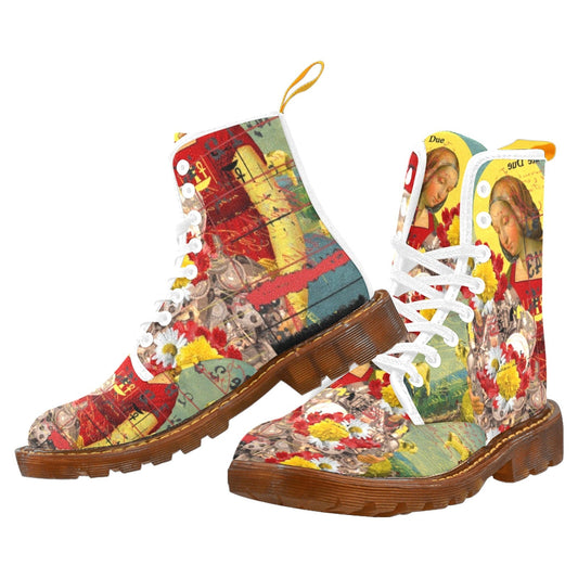 CABRAS. III Botas altas de tela con estampado integral para mujer