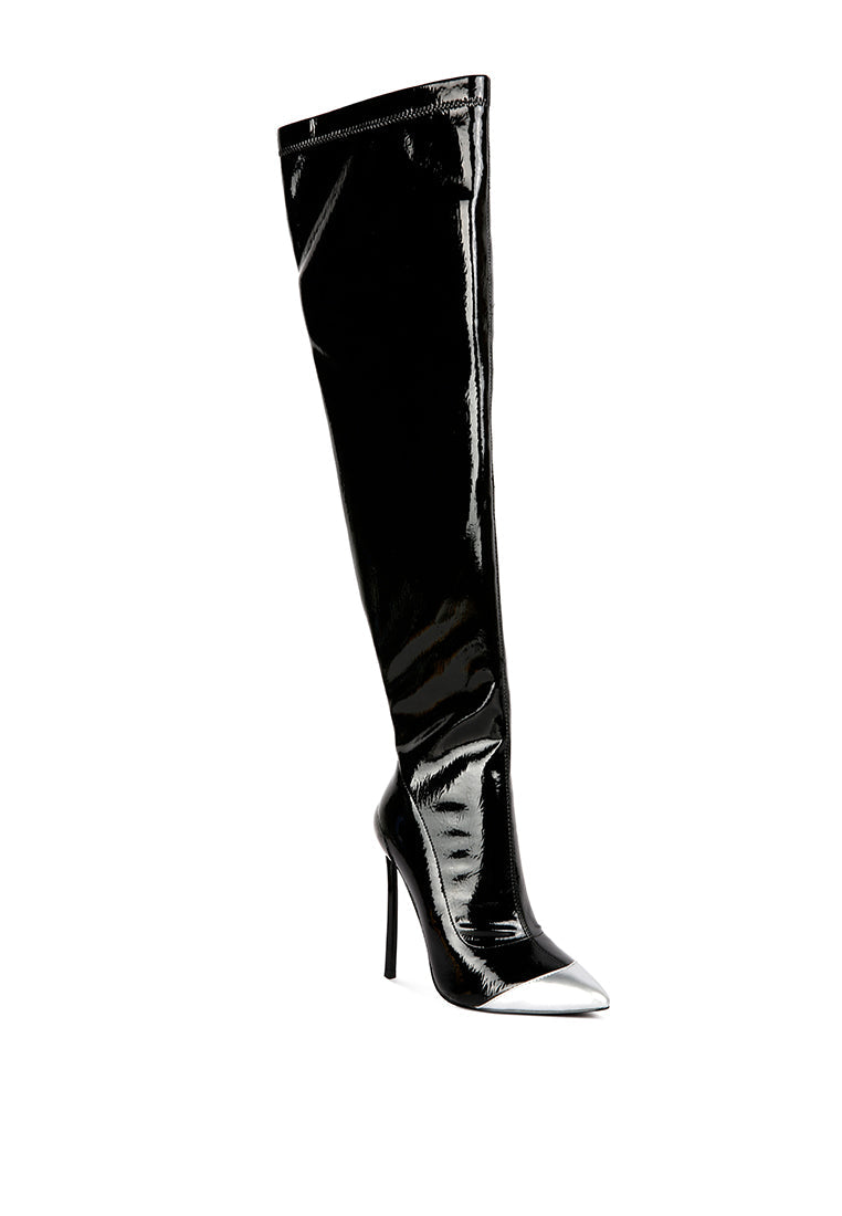 Chimes High Heel Patent Long Boots