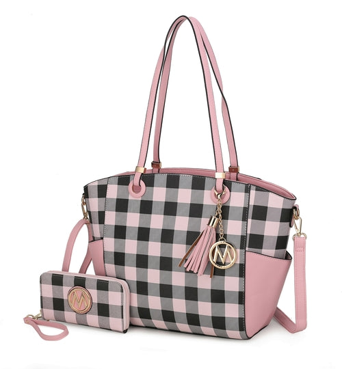 Karlie Tote Handbag with Wallet Vegan Leather Women