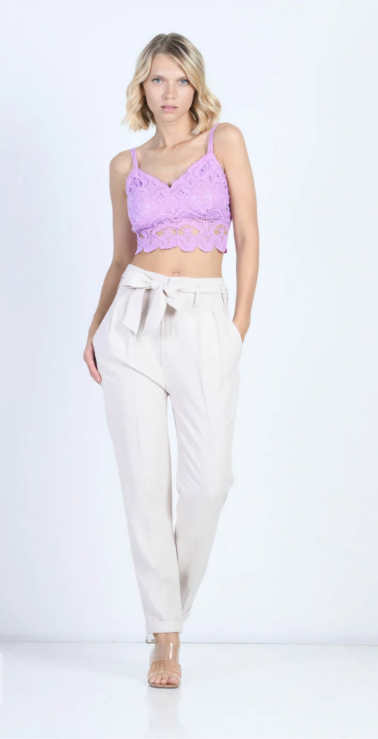 Mon Amour Pantalone Donna Natural Rosa Made in Italy