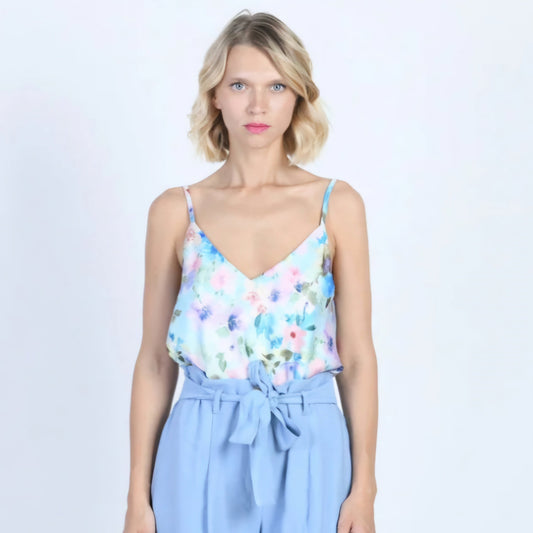 Mon Amour Paris Top Donna Con Bretelle regolabili Celeste Tg. S