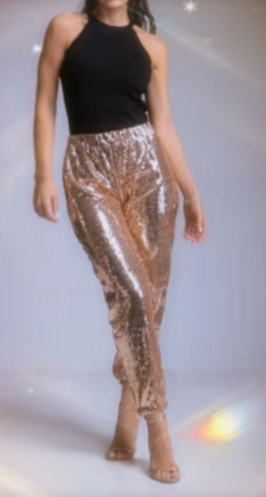 Albano's Pantalone Paillettes Oro Rame Tg. M