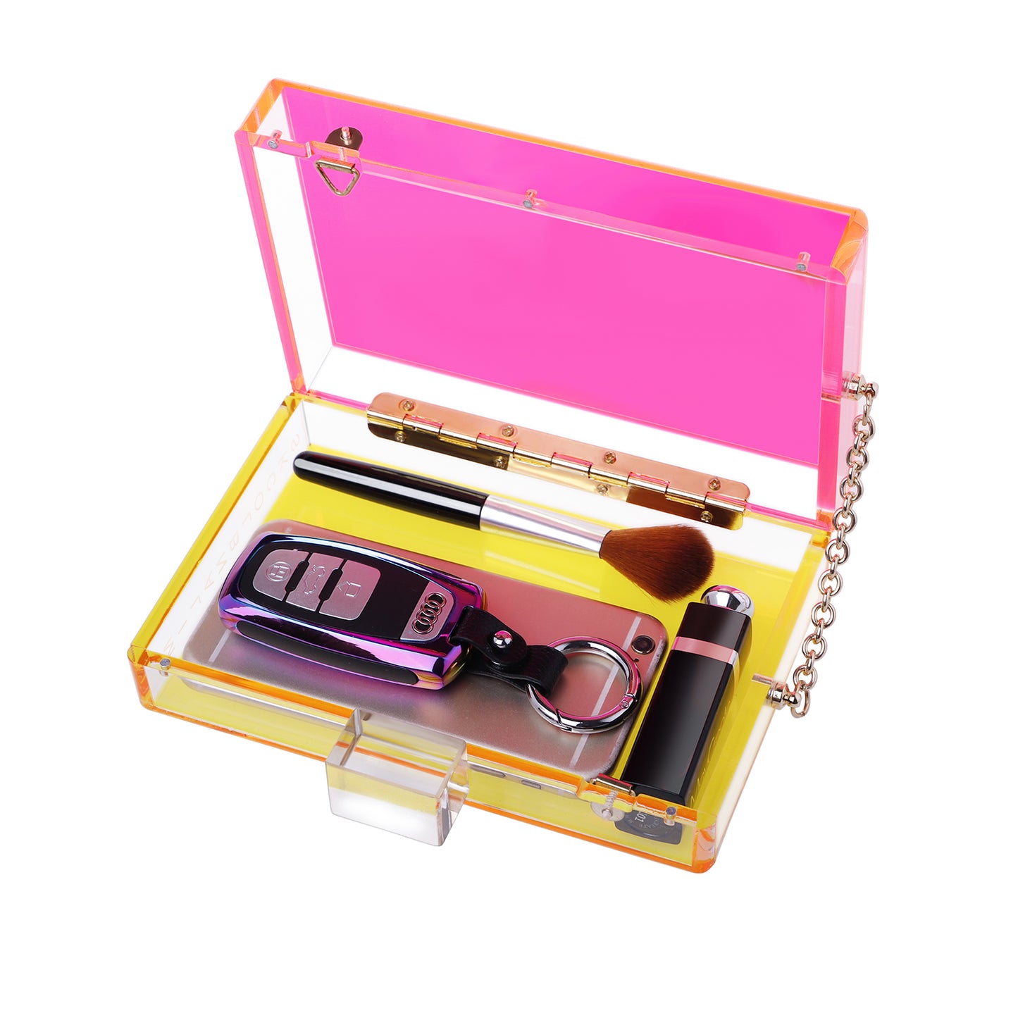 Trendy Neon Two Tone Transparent Acrylic Clutch