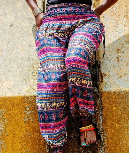 Pantalón africano tradicional de cintura alta / Pantalón bohemio