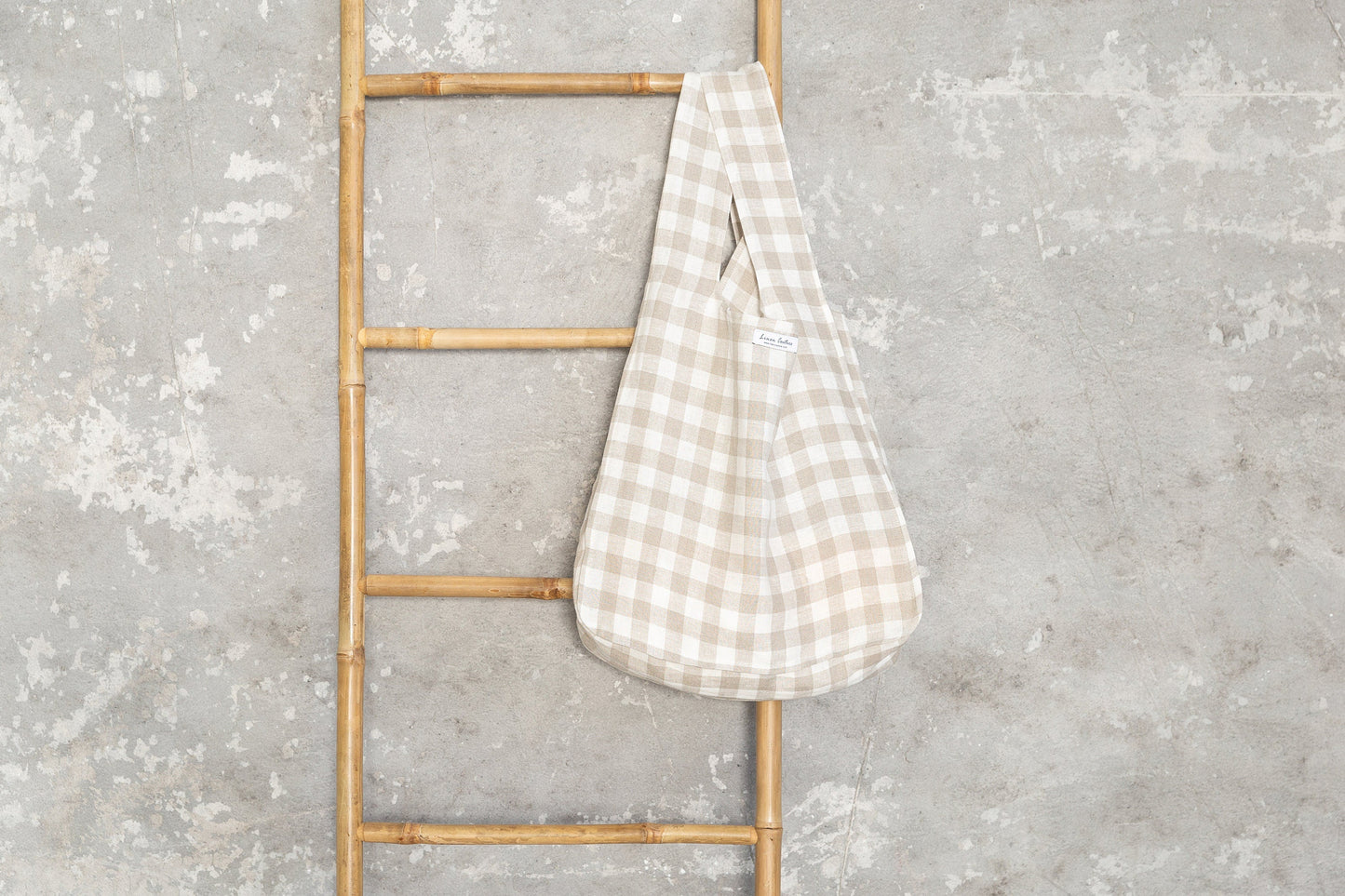 Greyish Mint linen tote bag with inside pocket