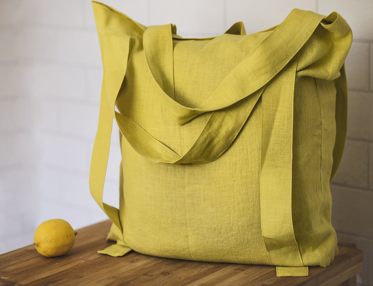 Safari Green and Greyish Mint linen canvas bag with two tones