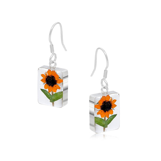 Sunflower earrings by  Shrieking Violet® Sterling silver dangle drop